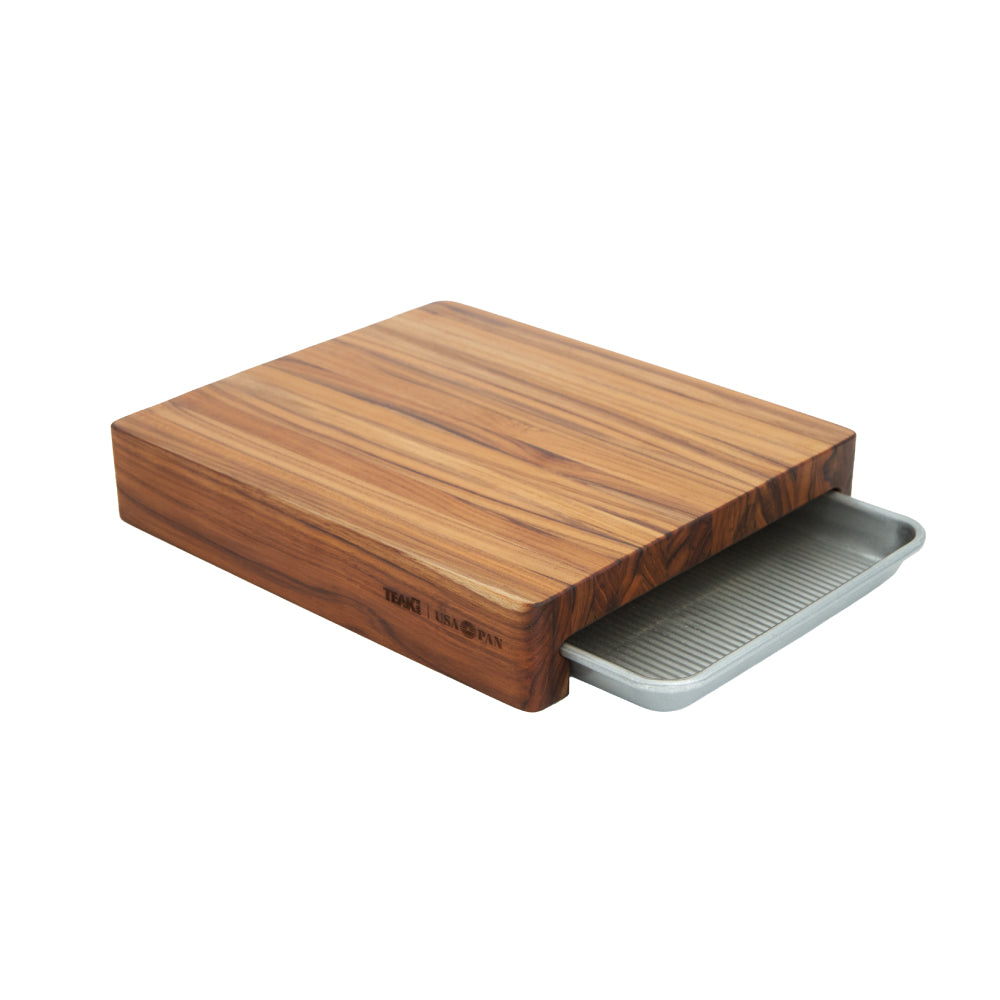 Prep to Pan Cutting Board with Quarter Sheet Pan — TeakHaus × USA Pan 2006